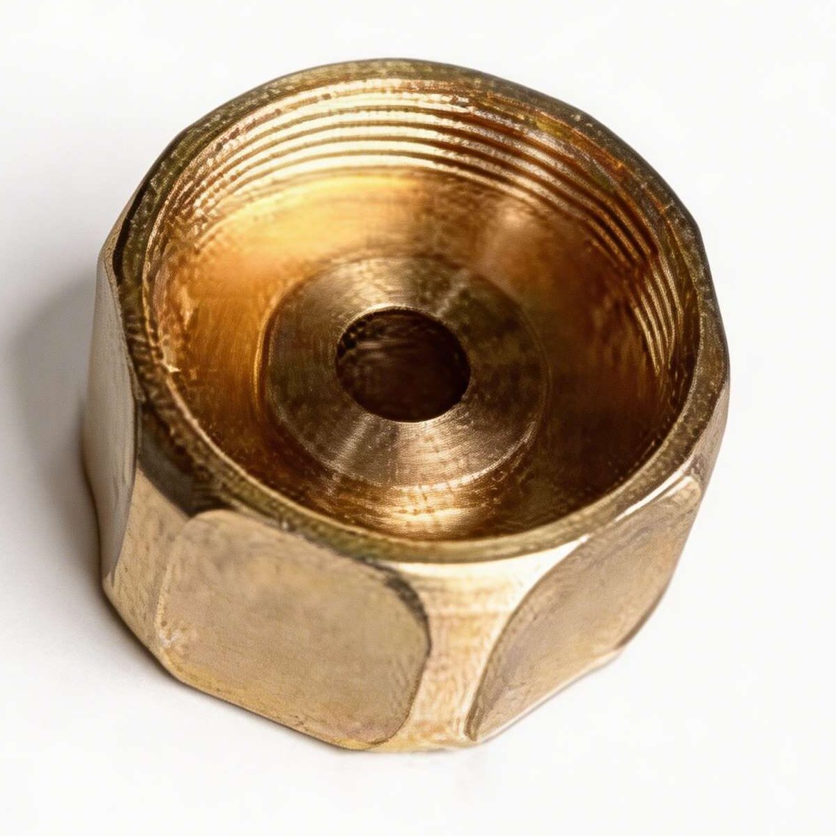 Precision phosphor bronze CNC machining of a threaded internal contact sleeve with a hex socket head