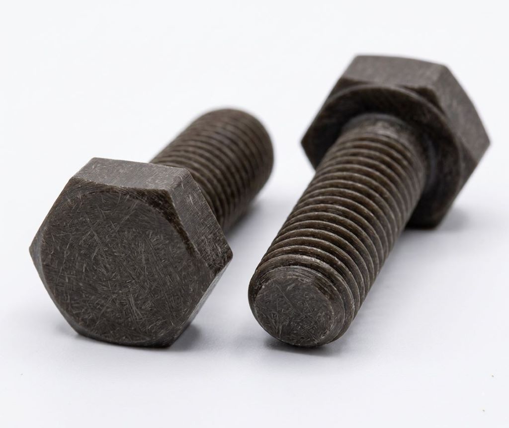 Custom CNC turned 30% carbon fiber reinforced PPS-CF30 hex head bolts
