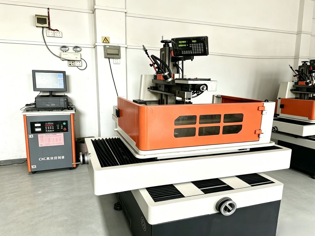 Exterior view of a precision wire EDM machine used for non-contact electrical discharge machining