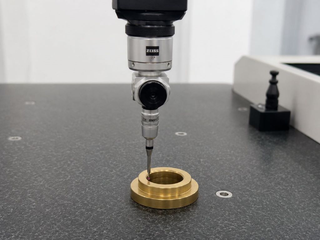 High-precision coordinate measuring machine (CMM) dimensional inspection for final part quality control.