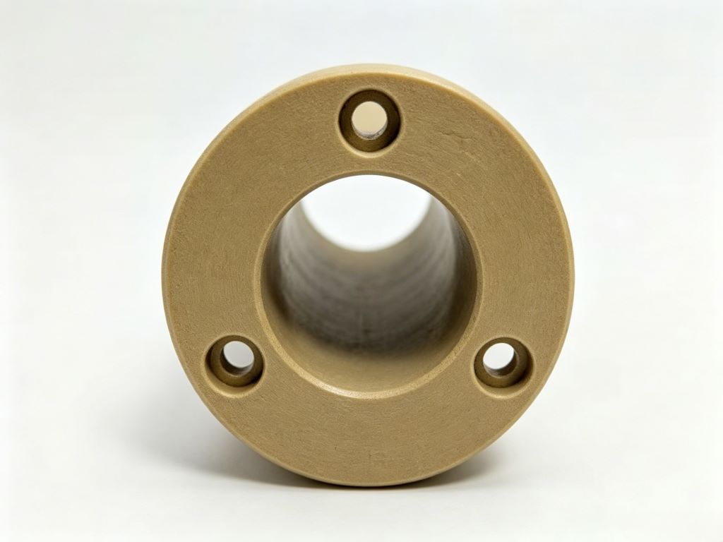 Custom CNC machined PEEK flange sleeve bushing with countersunk mounting holes